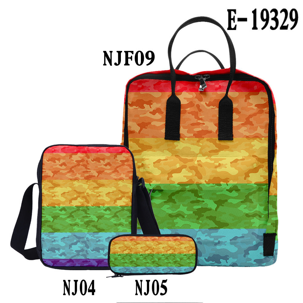 Wholesale Oxford Cloth LGBT Backpack Three-piece Set